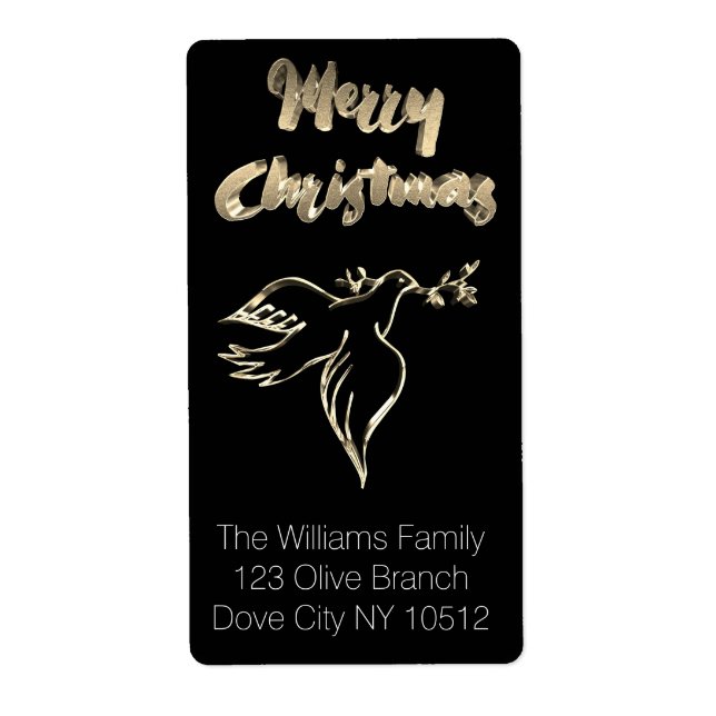 Christmas Dove with Olive Branch Black and Gold (Front)