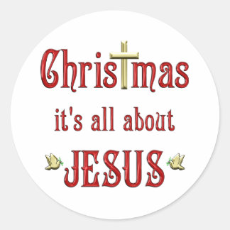 Christmas Doves Classic Round Sticker