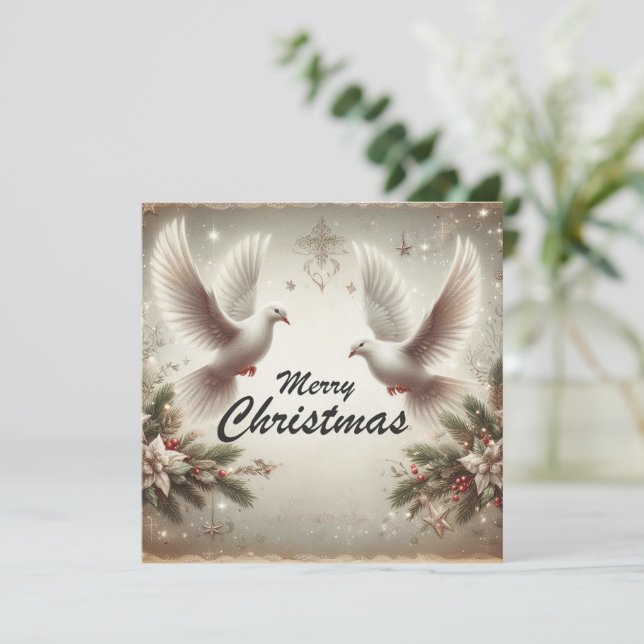 Christmas Doves Holiday Card (Standing Front)