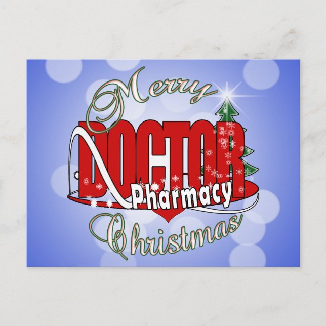 CHRISTMAS DR DOCTOR PHARMACY HOLIDAY POSTCARD (Front)