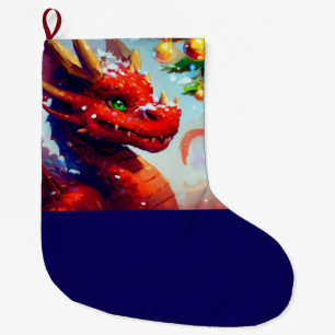 Christmas Dragon 2 Large Christmas Stocking