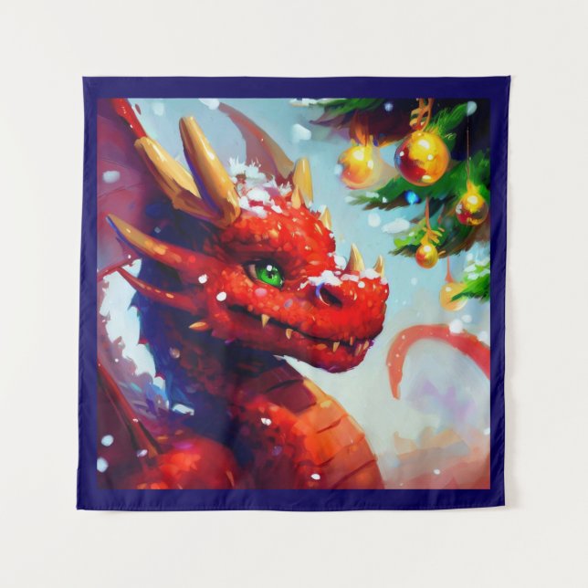 Christmas Dragon 2 Tapestry (Front)