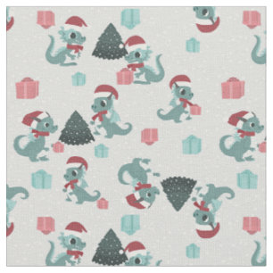christmas dragon santa winter snow cute xmas fabric