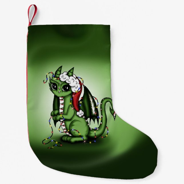Christmas Dragon Socking Small Christmas Stocking (Front)