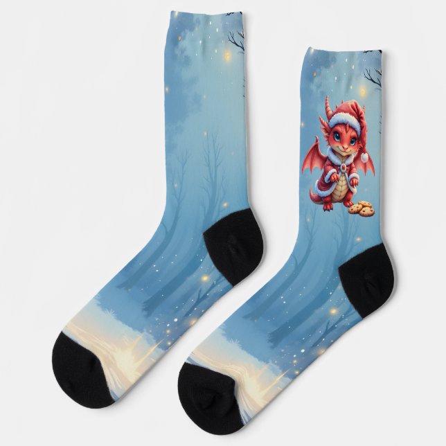 Christmas dragon, too cute to arrest,  socks (Left)