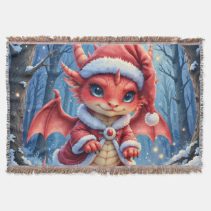 Christmas dragon, too cute to arrest, throw blanket