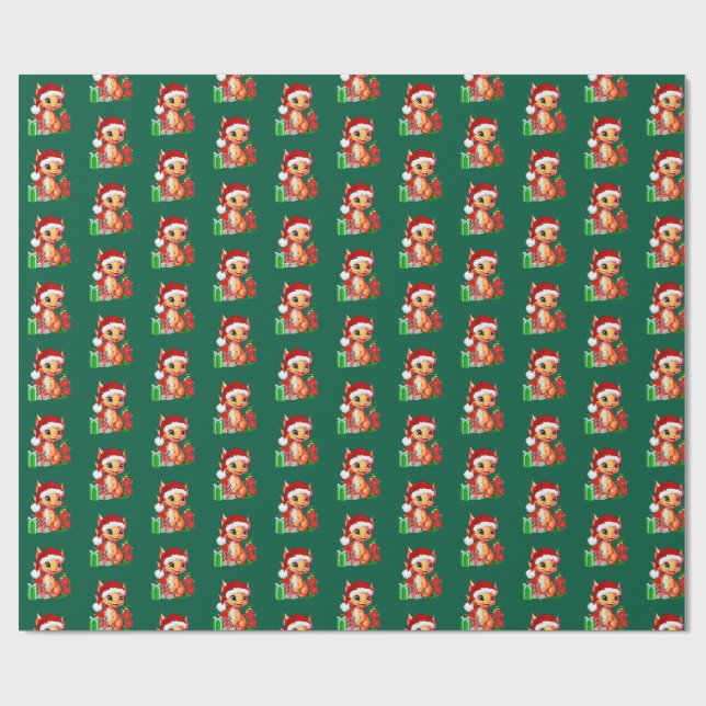 Christmas Dragon Wrapping paper (Flat)