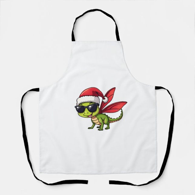 Christmas Dragonfly Santa Hat Funny Xmas Kids Apron (Front)