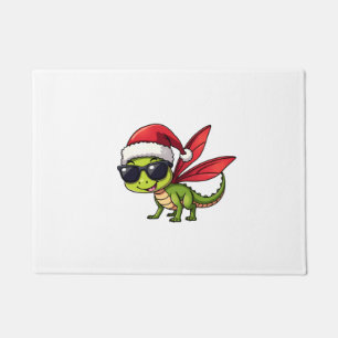 Christmas Dragonfly Santa Hat Funny Xmas Kids Doormat