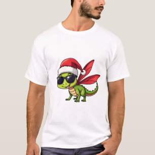Christmas Dragonfly Santa Hat Funny Xmas Kids T-Shirt