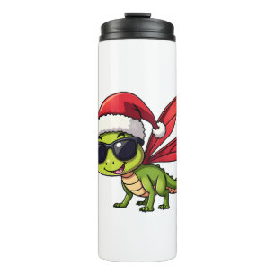 Christmas Dragonfly Santa Hat Funny Xmas Kids Thermal Tumbler