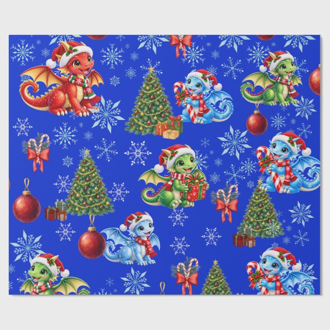 Christmas Dragons Gift Wrap (Flat)
