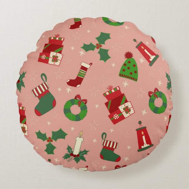Christmas Drawing  Round Pillow (Front)