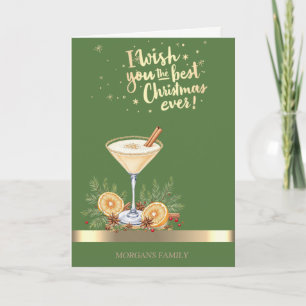 Christmas Drink Gold Stripe Green Holiday 