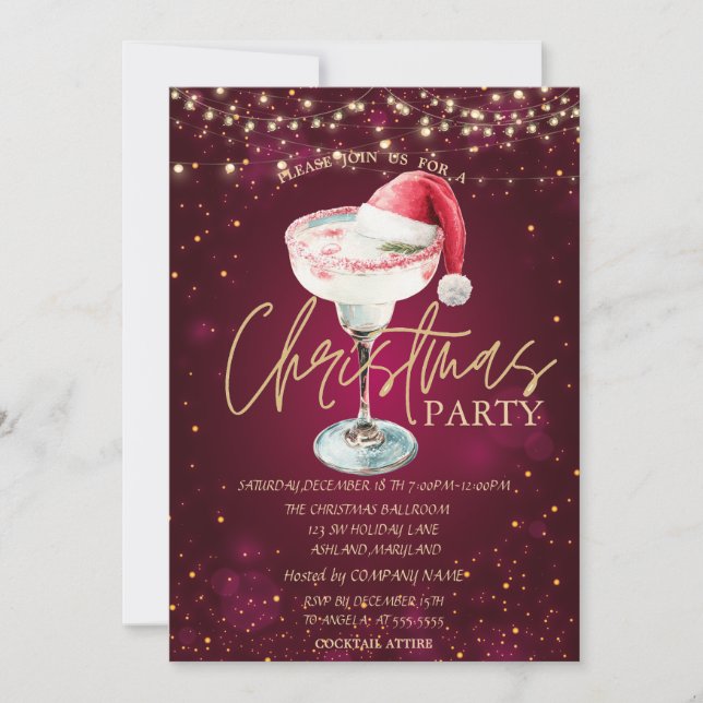 Christmas Drink Santa Hat Red Christmas  Invitation (Front)
