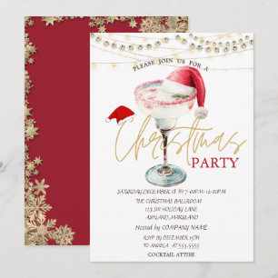 Christmas Drink Santa Hat Stars Christmas  Invitation