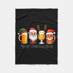 Christmas Drinking Merry Christmas Santa Beer Fleece Blanket
