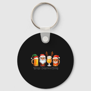 Christmas Drinking Merry Christmas Santa Beer  Keychain