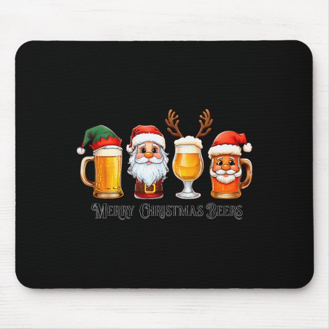 Christmas Drinking Merry Christmas Santa Beer  Mouse Pad (Front)