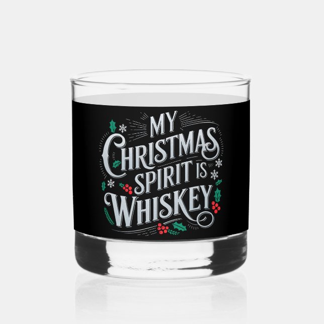 Christmas Drinking Whiskey Lovers Drinker Saying  Glass (Back)