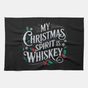Christmas Drinking Whiskey Lovers Drinker Saying Kitchen Towel