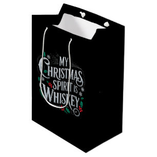 Christmas Drinking Whiskey Lovers Drinker Saying  Medium Gift Bag