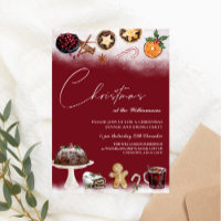 Christmas drinks and food dinner party invitation