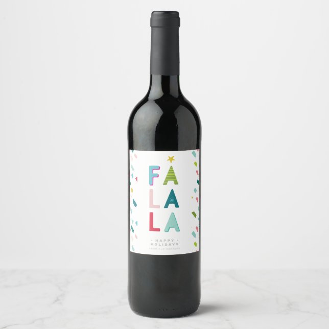 CHRISTMAS DRINKS colourful fun bright fa la la Wine Label (Front)