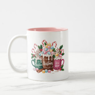 Christmas Drinks Pink Coquette Gingerbread Coffee Two-Tone Coffee Mug