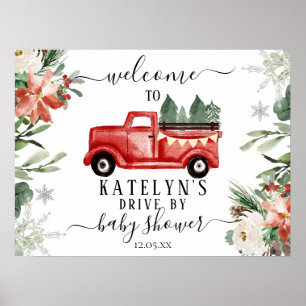 Christmas Drive By Baby Shower Welcome Sign