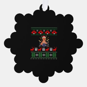 Christmas Drummer Reindeer Ornament Card