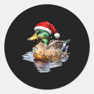 Christmas Duck Hunting Santa Xmas Light Country Ma Classic Round Sticker