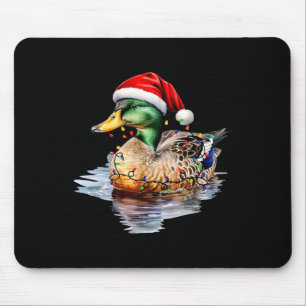 Christmas Duck Hunting Santa Xmas Light Country Ma Mouse Pad
