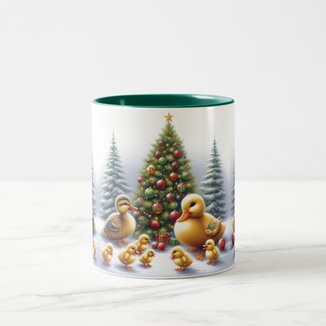 Christmas Duckling  Two-Tone Coffee Mug (Center)