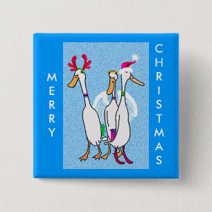 Christmas ducks 2 inch square button