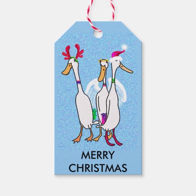 Christmas ducks with presents gift tags (Front)