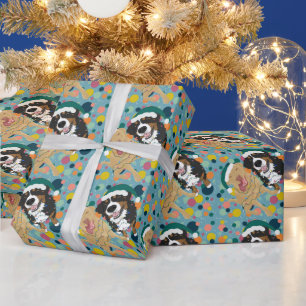 Christmas Dudley Labrador and Bernese Mountain Dog Wrapping Paper