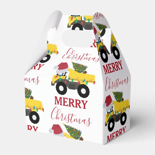 Christmas Dump Truck Construction Trucks Favor Box (Front Side)