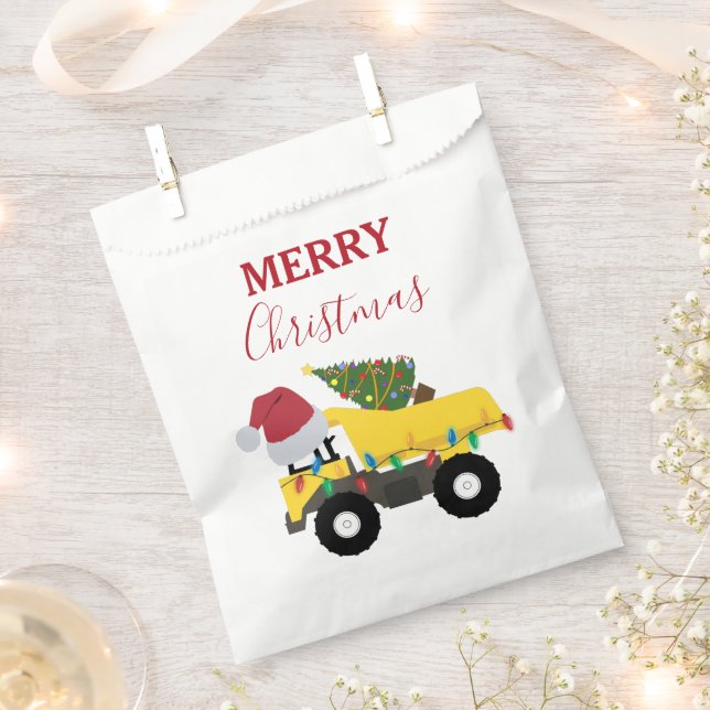 Christmas Dump Truck Construction Trucks Favour Bag (Clipped)