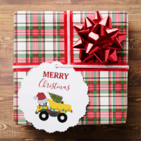 Christmas Dump Truck Construction Trucks Gift Tag