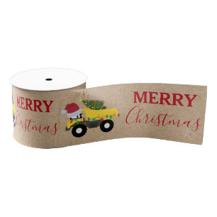 Christmas Dump Truck Construction Trucks Grosgrain Ribbon