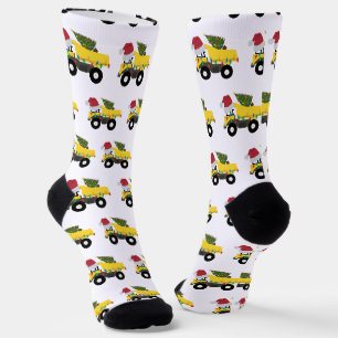 Christmas Dump Truck Construction Trucks Socks