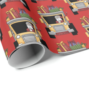 Christmas dump truck Santa party wrap tiled Wrapping Paper