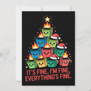 Christmas Dumpster Fire Tree It's Fine I'm Fine Invitation