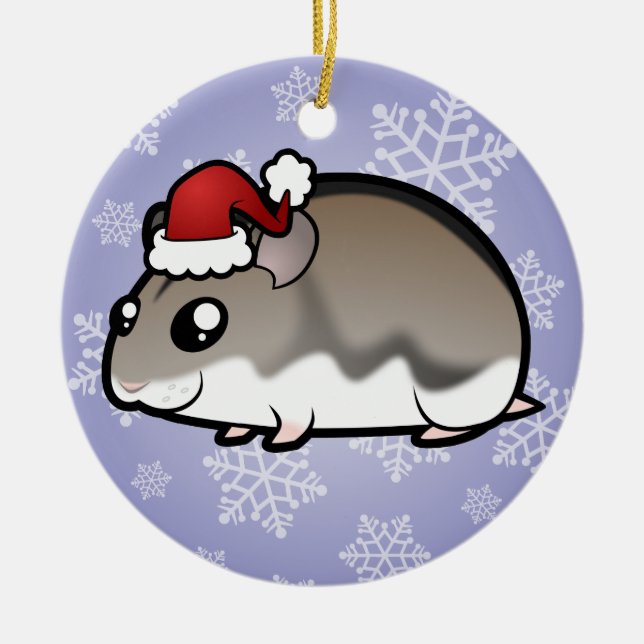 Christmas Dwarf Hamster Ceramic Ornament (Front)
