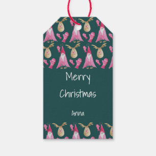 Christmas Dwarfs And Reindeers With Gloves Gift Tags