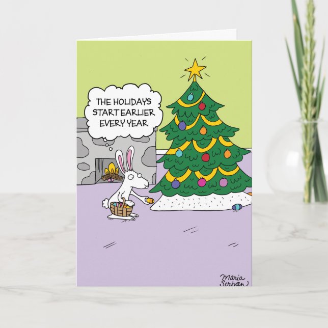 Christmas Easter Bunny Christmas Humour Paper Card (Front)