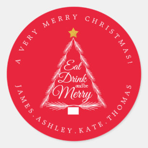 Christmas Eat Drink Merry Name Red Envelope Seal