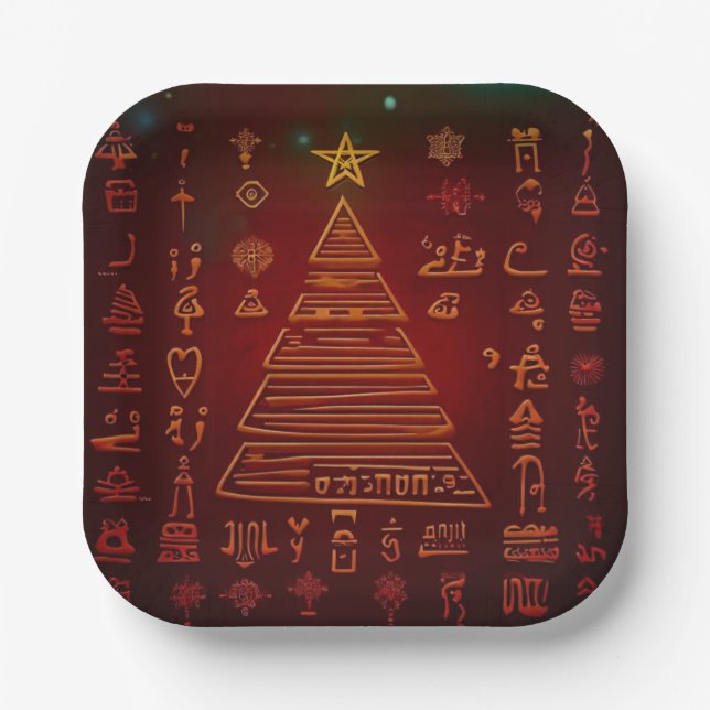Christmas Egyptian Hieroglyphs 1 Paper Plate (Front)