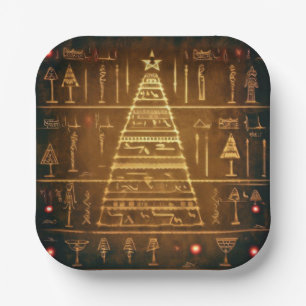 Christmas Egyptian Hieroglyphs 3 Paper Plate